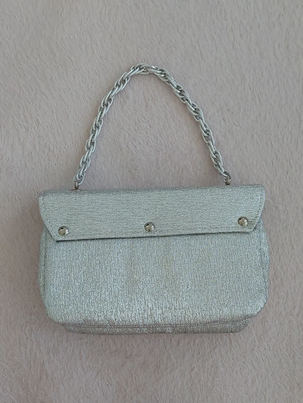 Silver Evening Clutch Bag with Chain Handle  NWOT